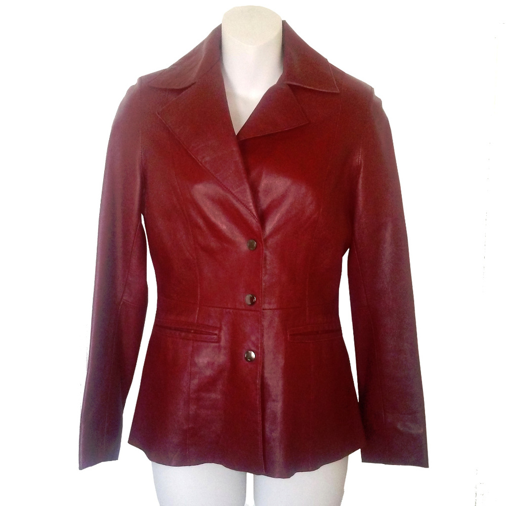 LEATHER MAROON JACKET by bebe